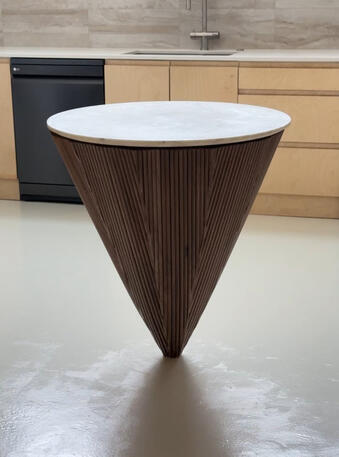 Cone table (grain feeder upcycled) Cone table (grain feeder upcycled)